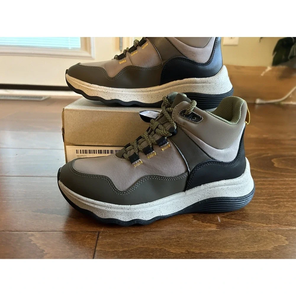 Clarks Womens  6 W Jaunt Lo‎ Dark Olive Mix Ankle Lace Up NEW Leather